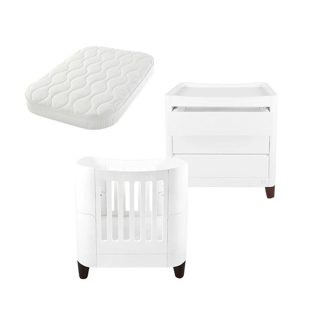 Gaia Baby Serena Mini Cot and Dresser Set - White / Walnut - Image 6