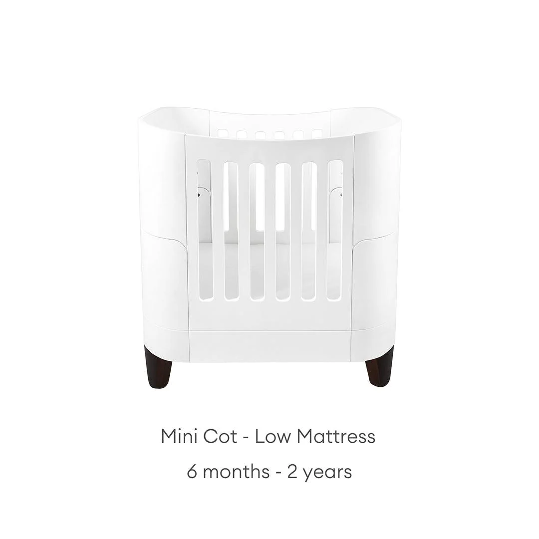 Gaia Baby Serena Mini Cot + Bedside Crib - Includes Bedside mattress - White / Walnut - Image 7