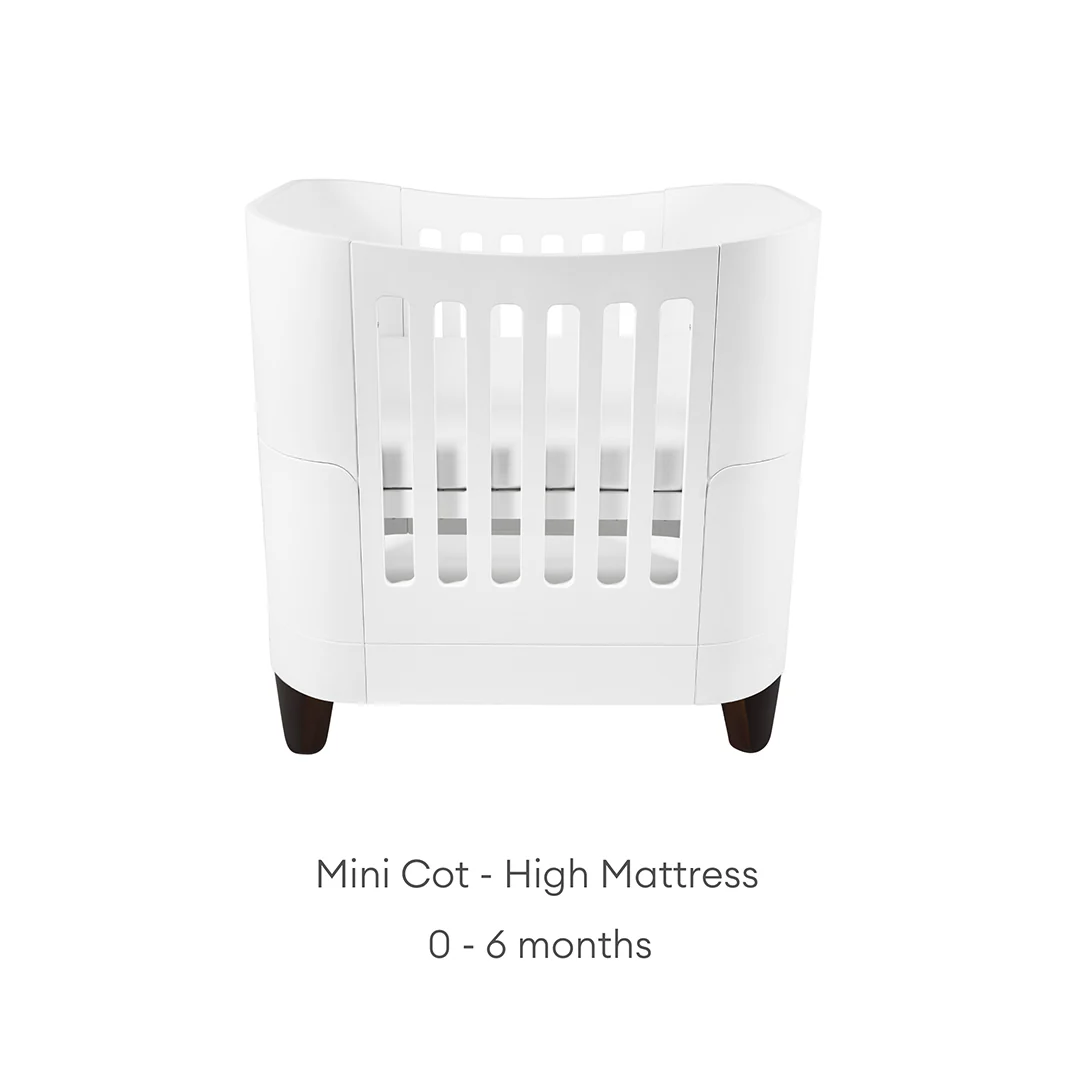 Gaia Baby Serena Mini Cot + Bedside Crib - Includes Bedside mattress - White / Walnut - Image 6