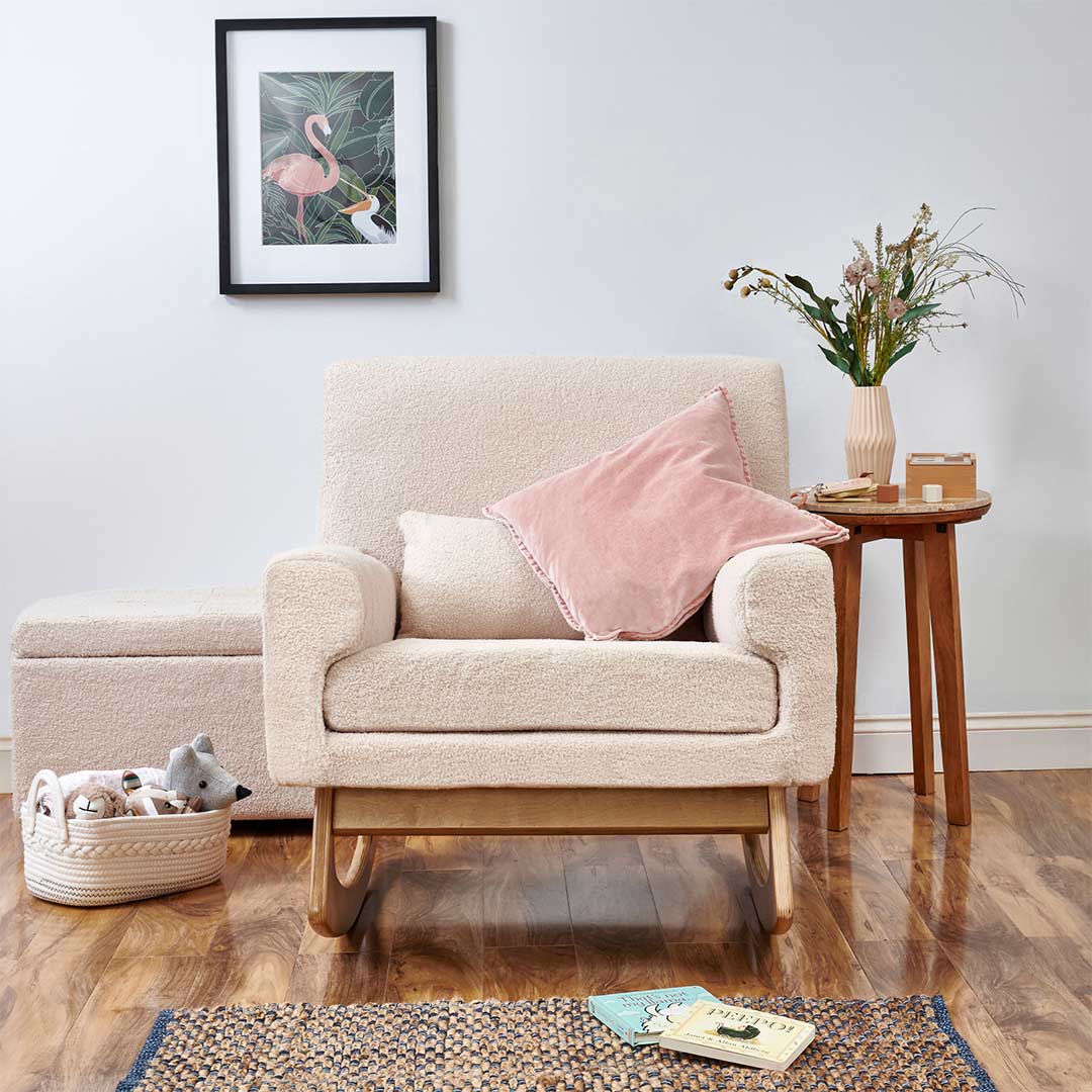 Gaia Baby Serena Rocking & Feeding Chair - Biscuit Bouclé - Image 3
