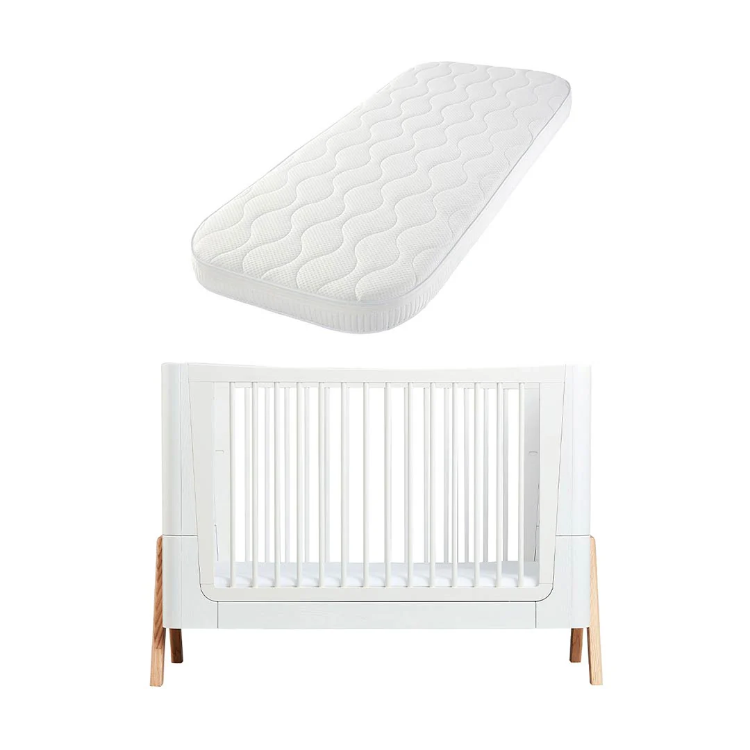 Gaia Hera Complete Sleep Cot Bed - Scandi-White + Natural - Image 12