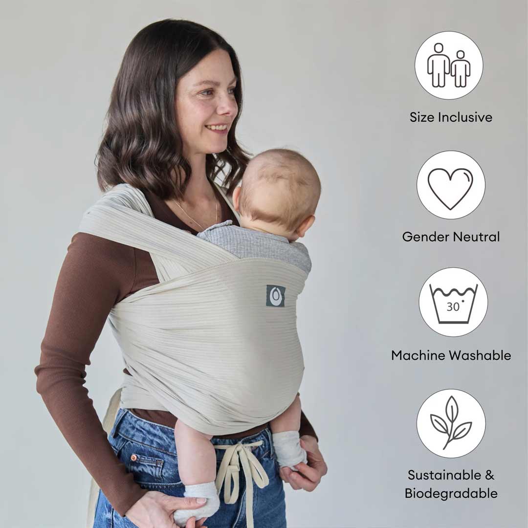 Gaia Stretchy Baby Wrap Carrier - Organic Cotton - Ecru - Image 3