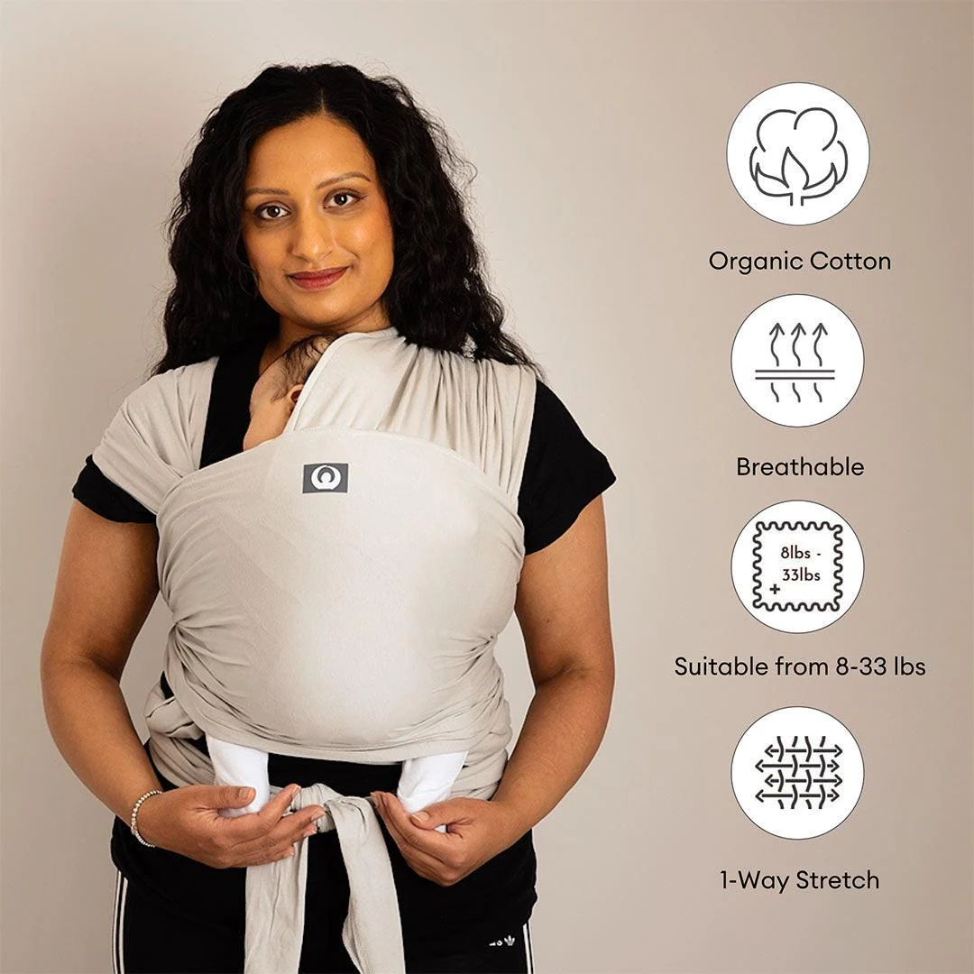 Gaia Stretchy Baby Wrap Carrier - Organic Cotton - Silver Grey - Image 10