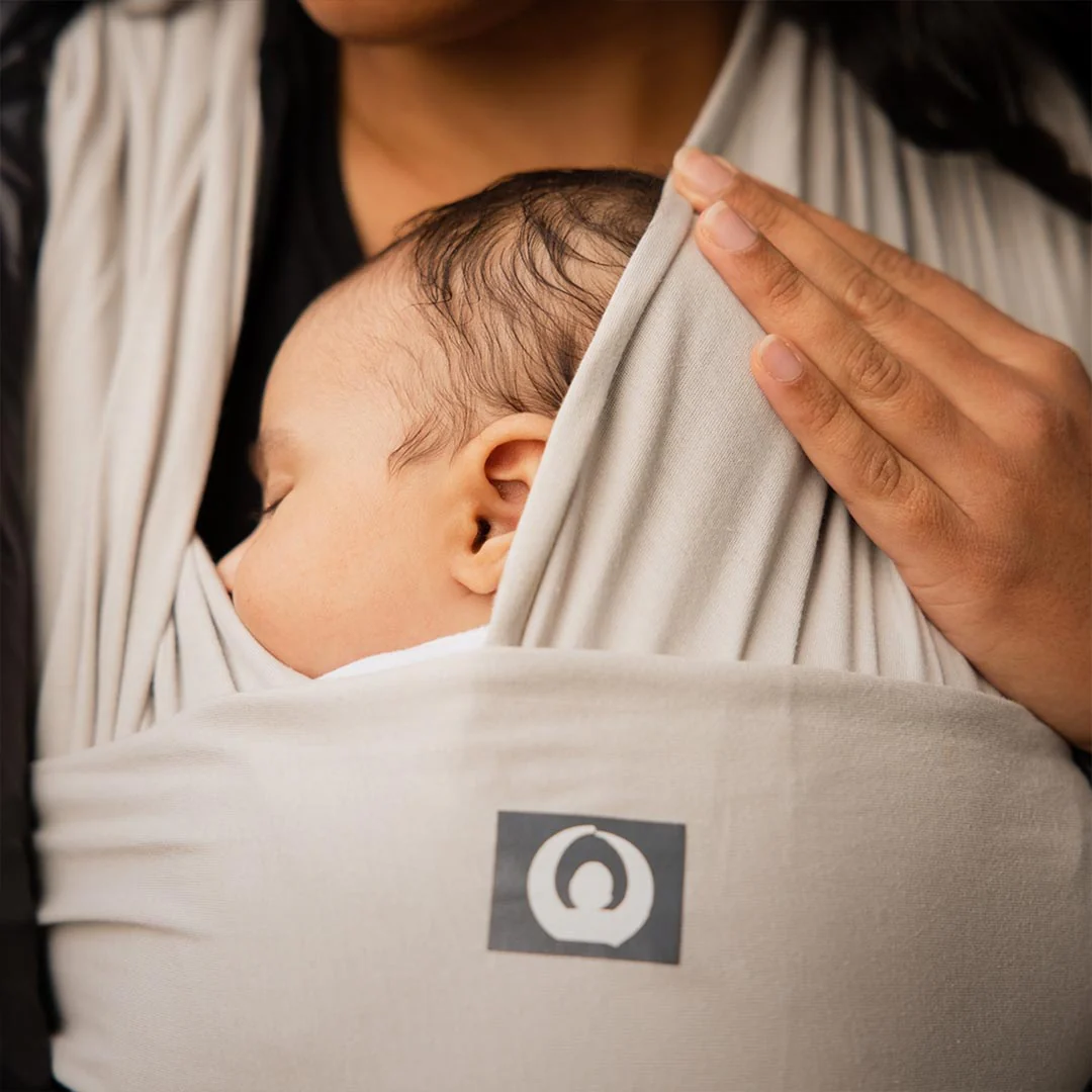 Gaia Stretchy Baby Wrap Carrier - Organic Cotton - Silver Grey - Image 4