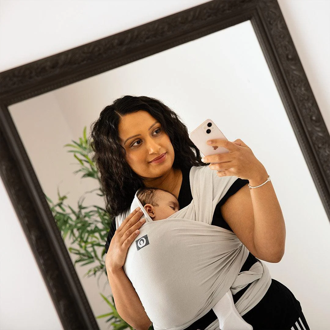 Gaia Stretchy Baby Wrap Carrier - Organic Cotton - Silver Grey - Image 5
