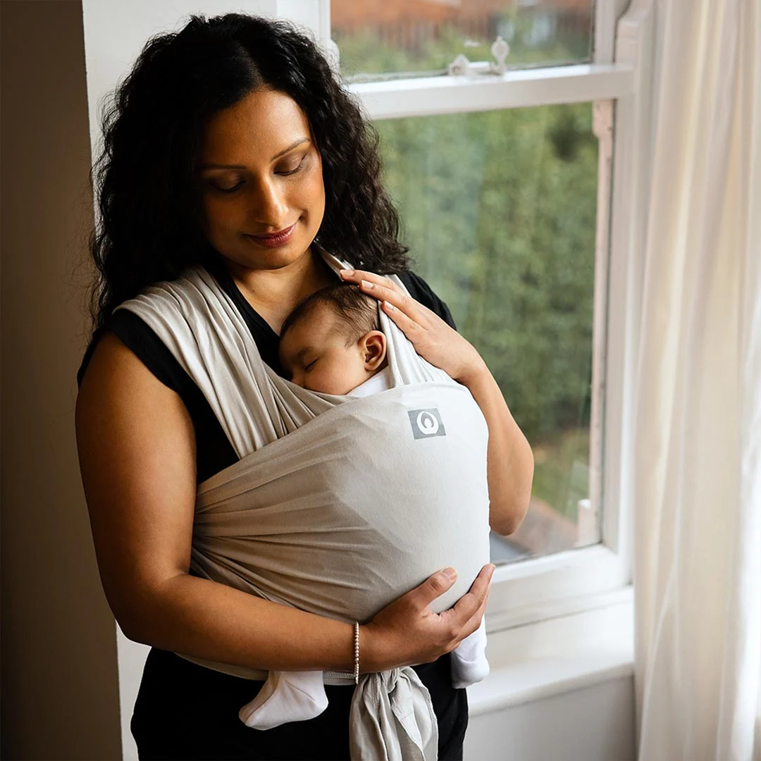 Gaia Stretchy Baby Wrap Carrier - Organic Cotton - Silver Grey - Image 7