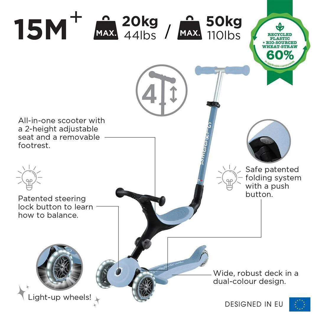 Globber Go Up Eco Active Lights Scooter - Blueberry - Image 3
