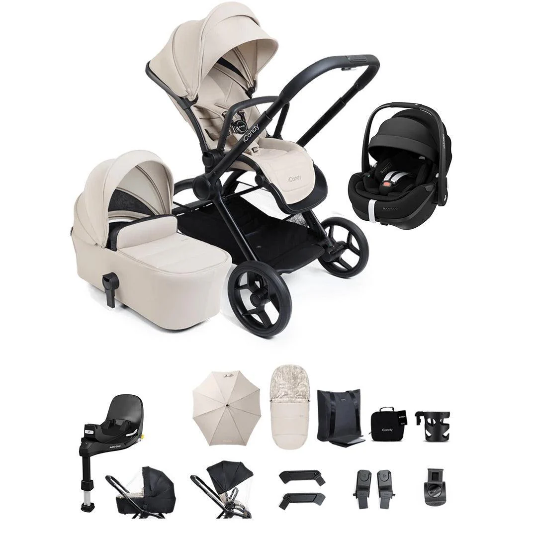 iCandy Core 2 Black Complete Travel Bundle with Maxi-Cosi Pebble 360 Pro and Base