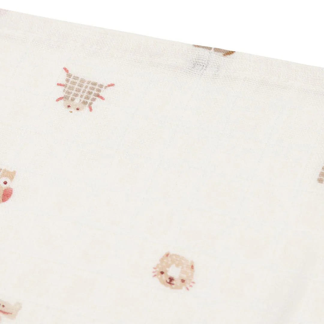 Jollein 3 Pack Muslin Cloth 70x70cm - Animal Friends - Image 4