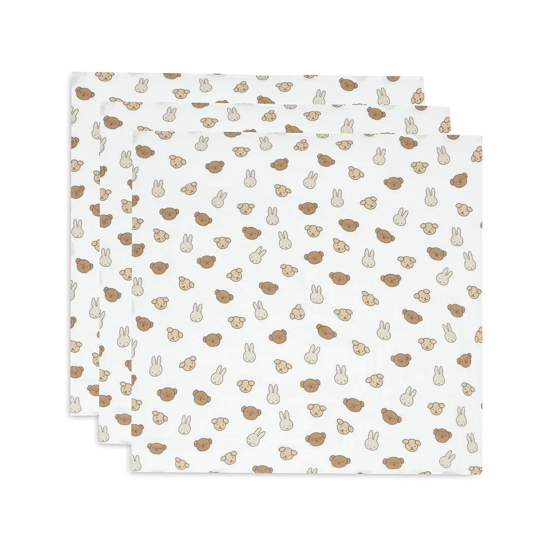 Jollein 3 Pack Small Muslin Cloth 70x70cm - Miffy And Friends