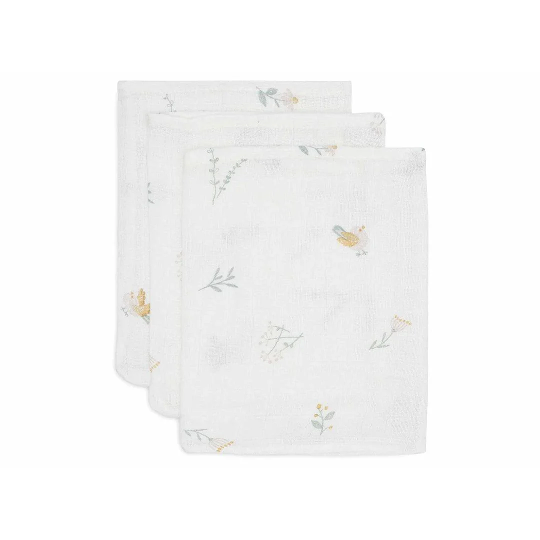 Jollein 3 Pack Washcloth Muslin 15x20cm - Lovely Birds
