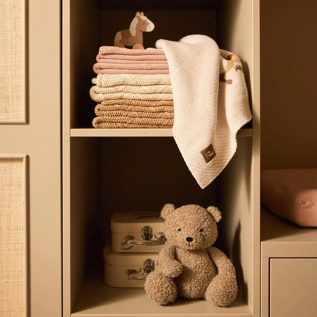 Jollein Check Knit Fleece Blanket - Oatmeal/Teddy - Image 2