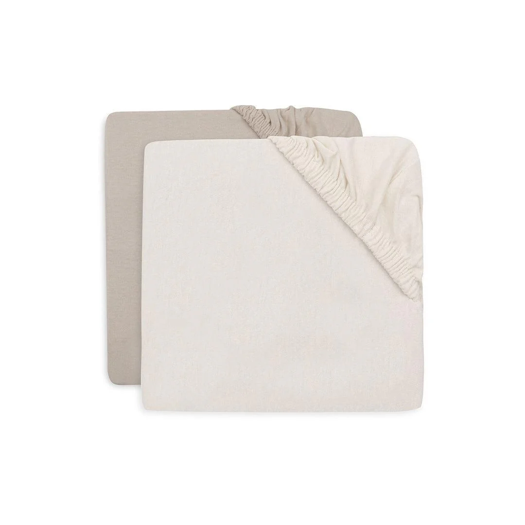 Jollein Fitted Jersey Sheet Jersey 60x120cm (2pk) - Oatmeal/Sand