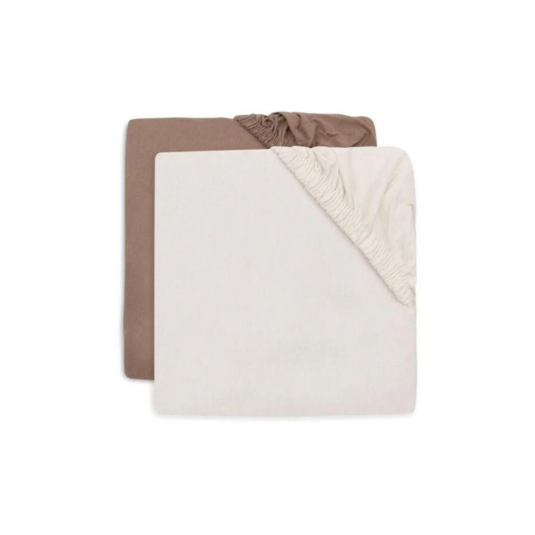 Jollein Fitted Jersey Sheet Jersey 75x150cm (2pk) - Milky Coffee/Ivory