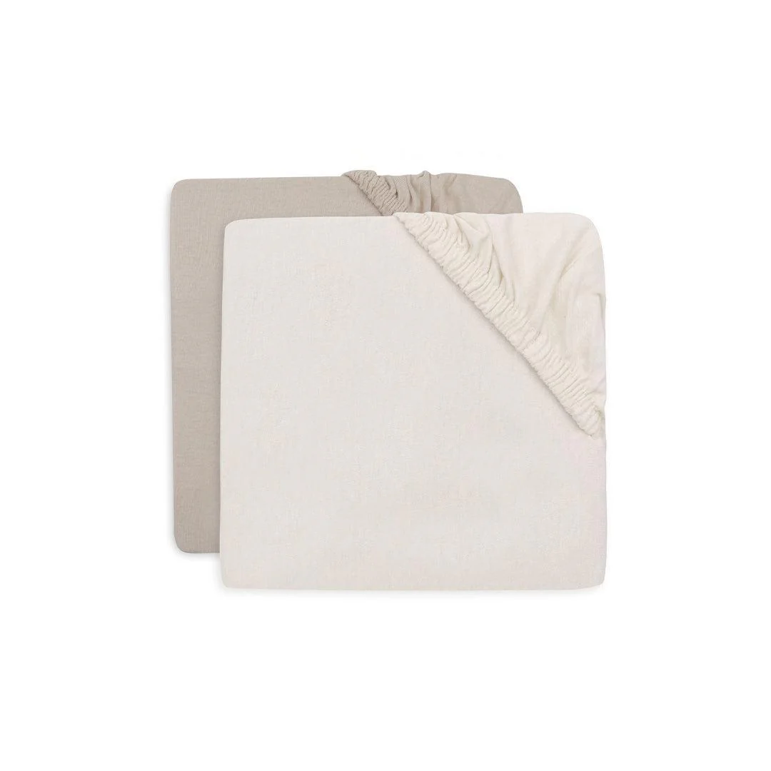 Jollein Fitted Jersey Sheet Jersey 75x150cm (2pk) - Oatmeal/Sand