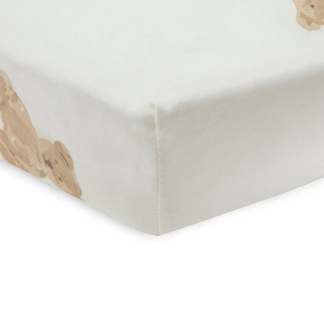 Jollein Jersey Fitted Sheet - Teddy Bear - Image 4
