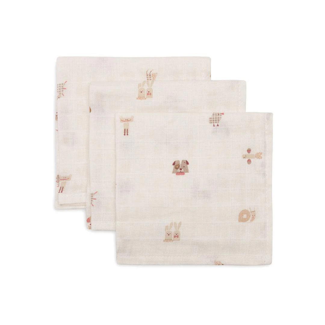 Jollein Mouth Cloth Muslin 3 Pack - Animal Friends