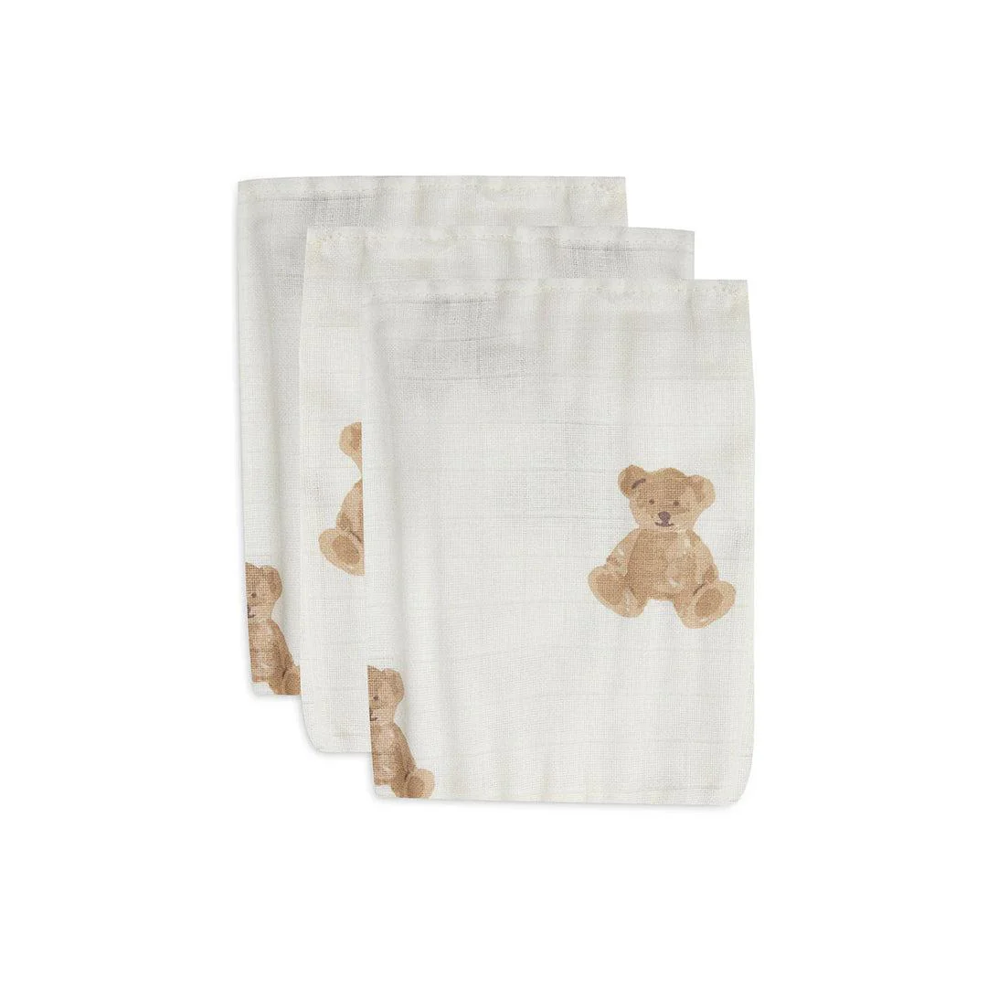 Jollein Washcloth Muslin (3pack) - Teddy Bear