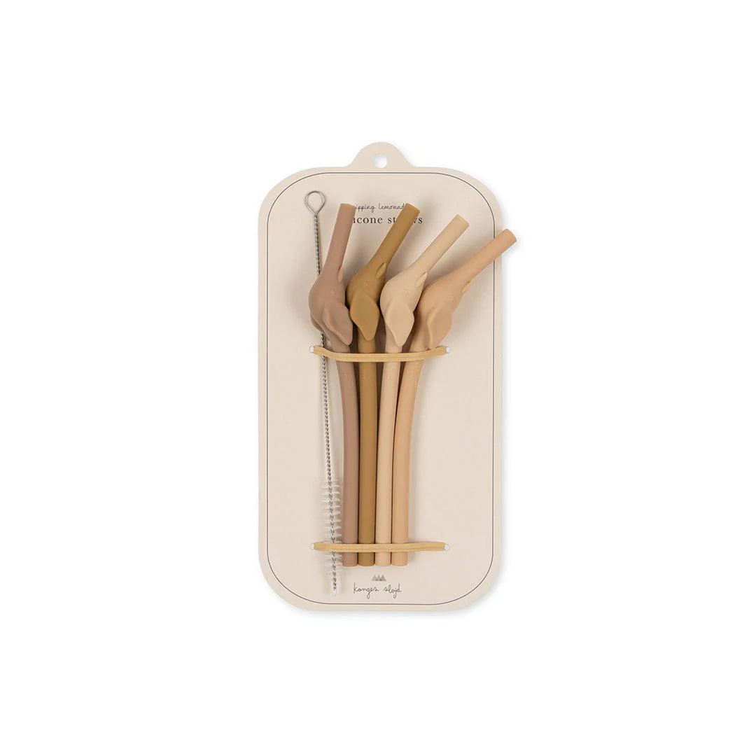 Konges Slojd Silicone Straws - Elephant - Rosesand Mix - 4 Pack - Image 3