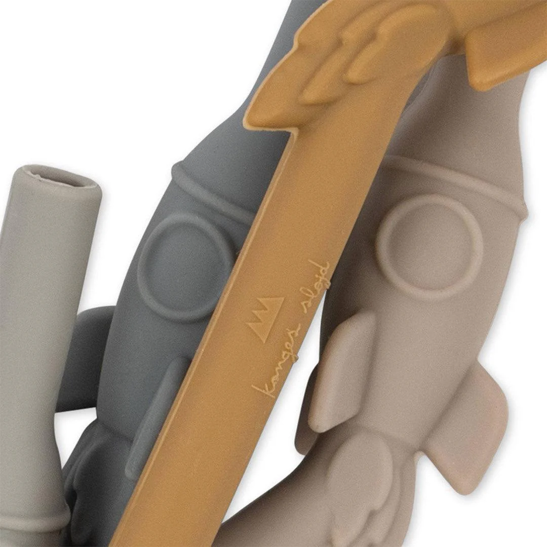Konges Slojd Silicone Straws - Rocket - Quarry Blue Mix - 4 Pack - Image 2