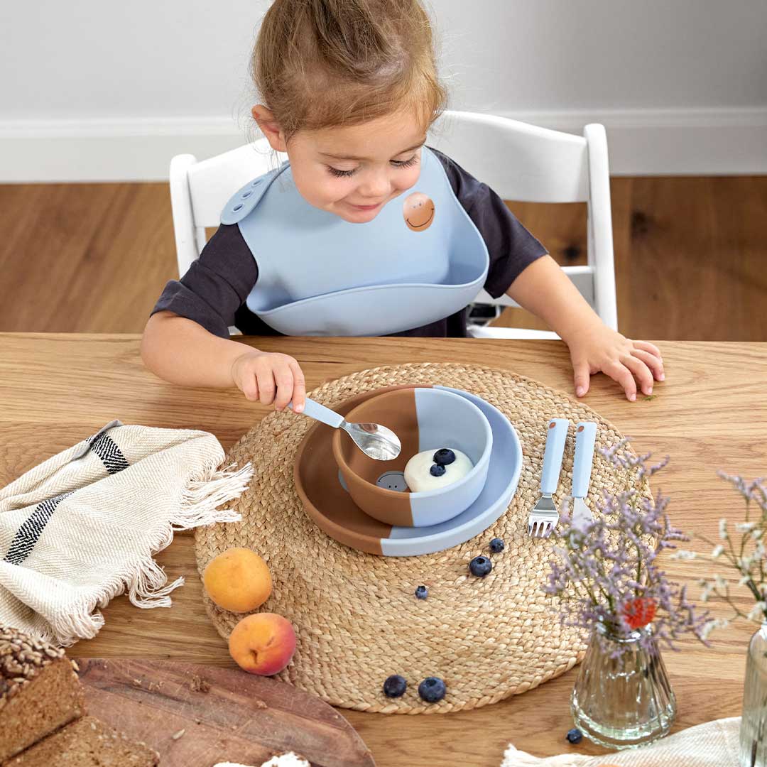 Lassig Cutlery with Silicone Handle - Happy Rascals - Smile Sky Blue - Image 2