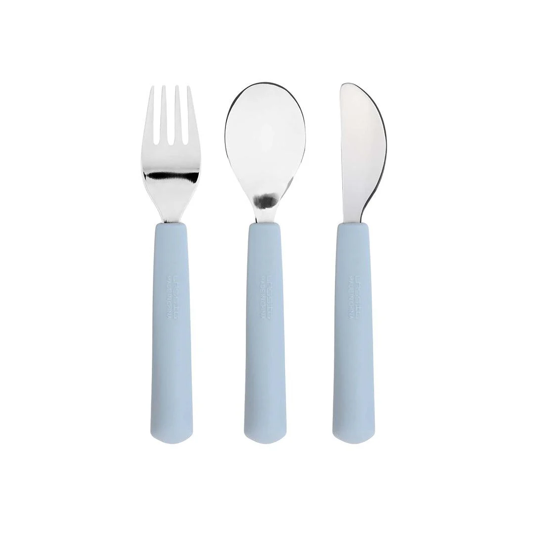Lassig Cutlery with Silicone Handle - Happy Rascals - Smile Sky Blue - Image 3