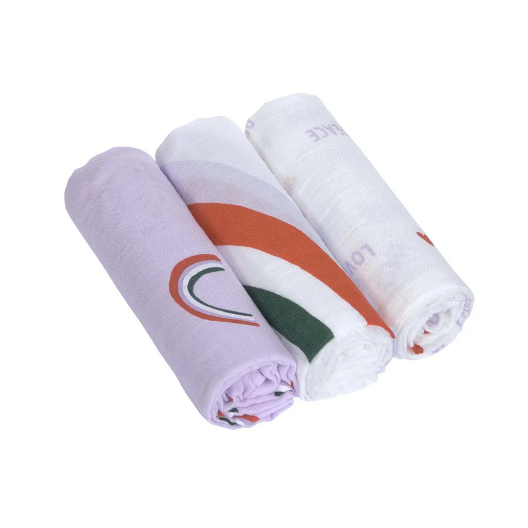 Lassig Heavenly Soft Swaddles - Happy Rascals - Lavender - Heart - Image 5