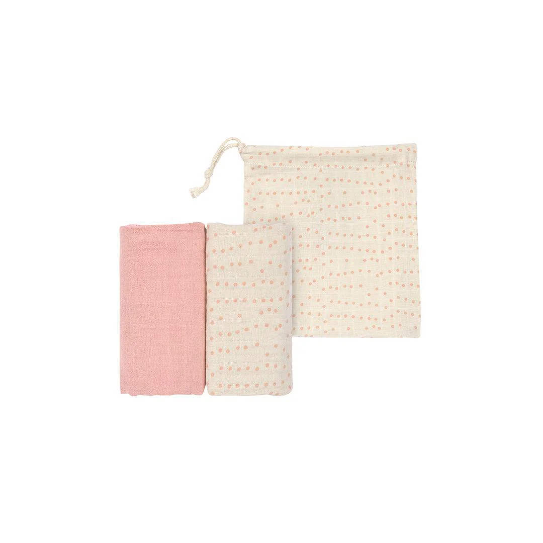 Lassig Swaddle + Burp Blankets - 2 Pack - Rose - Image 6