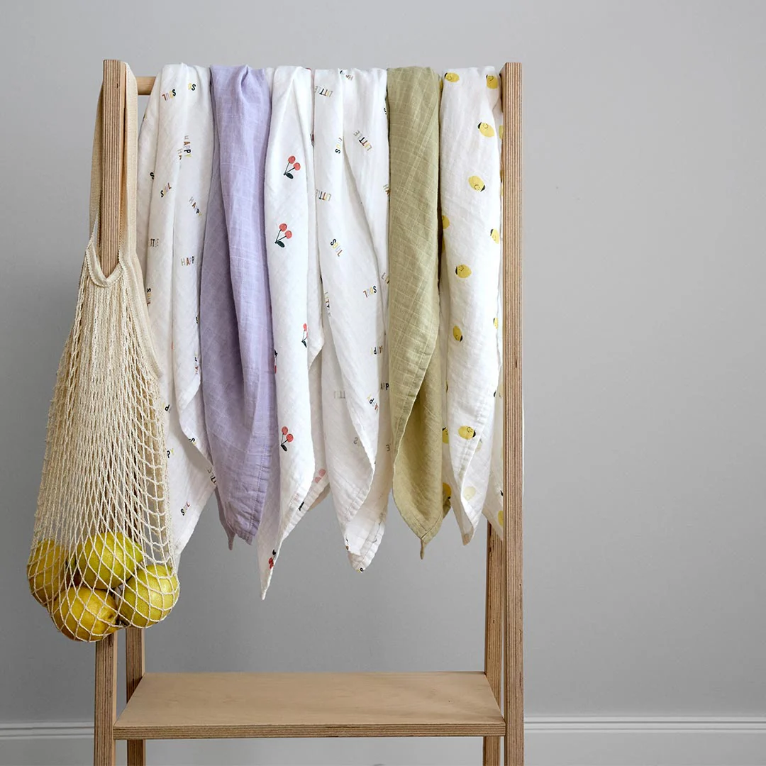 Lassig Swaddle & Burp Blanket - Happy Fruits - Cherry - Image 2