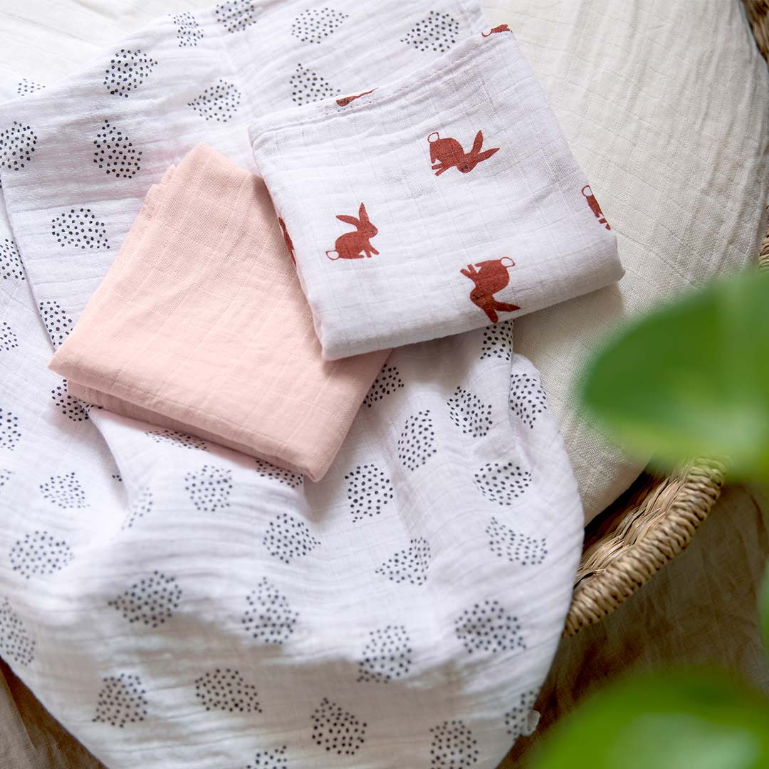 Lassig Swaddle & Burp Blanket - Little Forest - Rabbit - Image 3