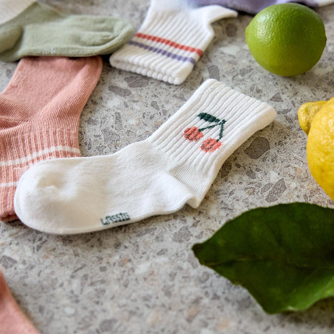 Lassig Tennis Socks - 3 Pack - White - Cherry - Image 2