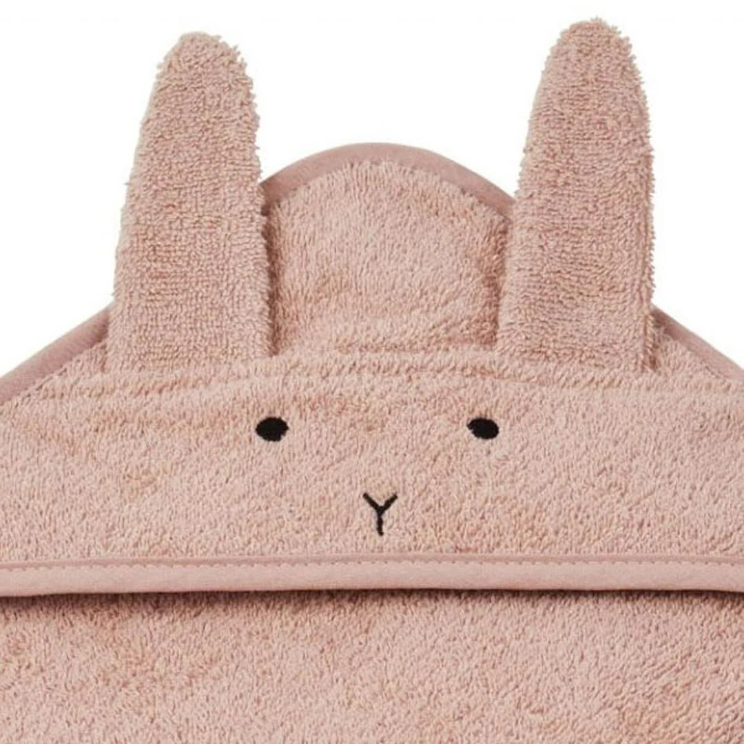 Liewood Albert Hooded Baby Towel - Rabbit - Rose - Image 2