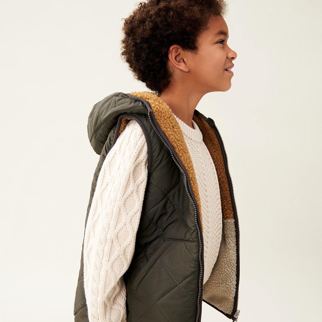 Liewood Diana Reversible Vest - Army Brown Mix - Image 2