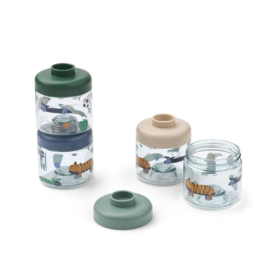 Liewood Dominique Food Tritan Boxes 100 ml 4-Pack - Fun / Beach Blue