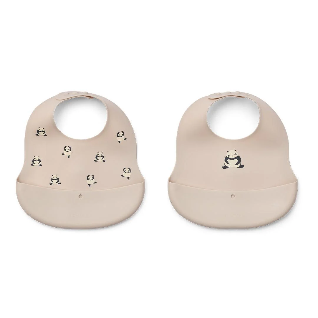 Liewood Ember Printed Bib 2-pack - Panda / Sandy