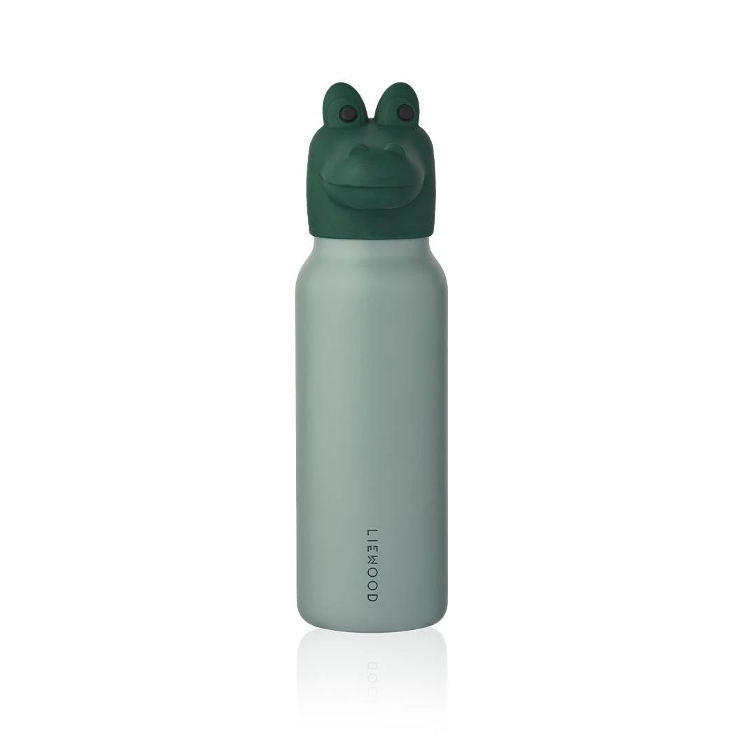 Liewood Falk Water Bottle With Crocodile Lid 350ml - Peppermint / Garden Green