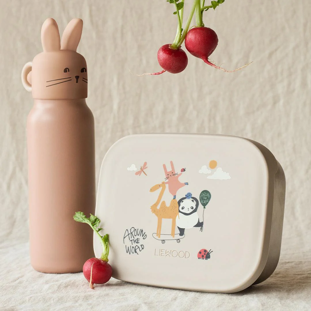 Liewood Falk Water Bottle With Rabbit Lid 350ml - Pale Tuscany - Image 2