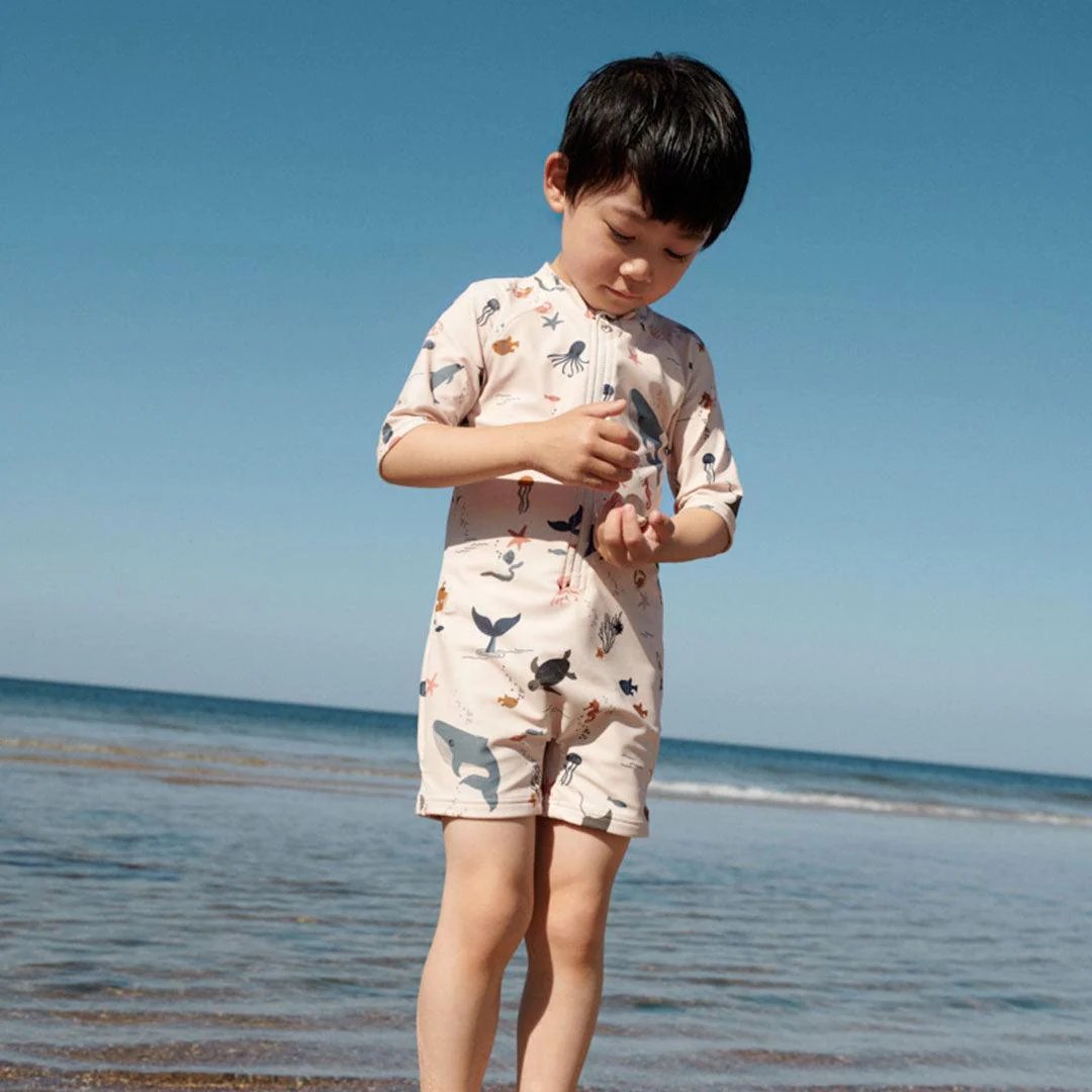 Liewood Max Printed Swim Jumpsuit - Sea Creature - Sandy - Image 2