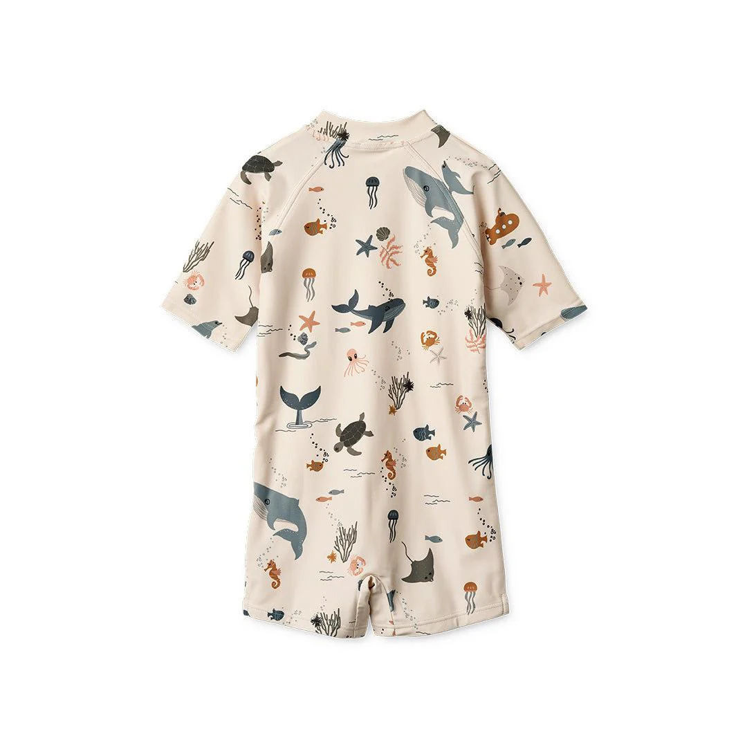Liewood Max Printed Swim Jumpsuit - Sea Creature - Sandy - Image 4