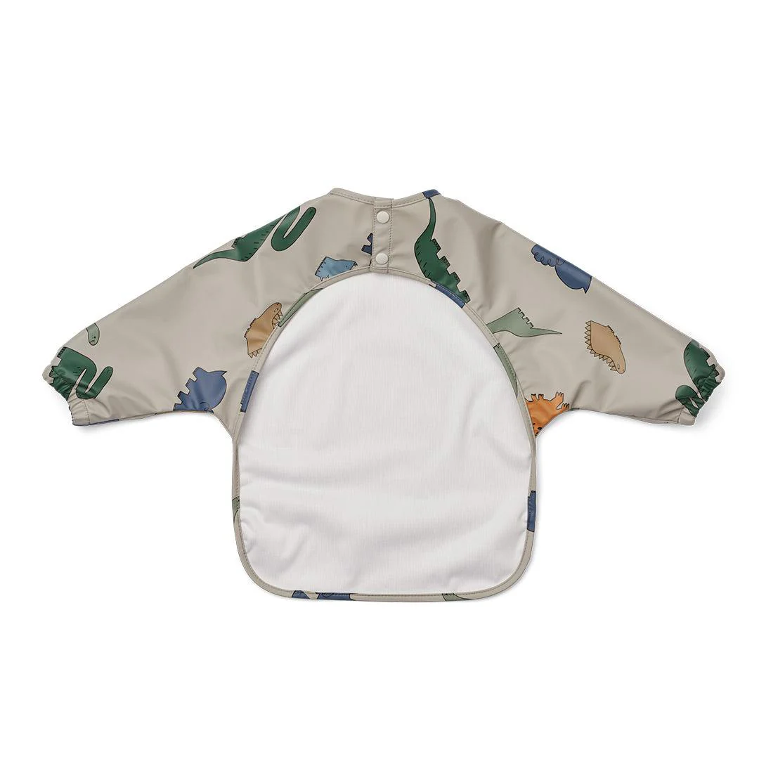 Liewood Merle Printed Cape Bib - Dinosaurs - Mist - Image 2