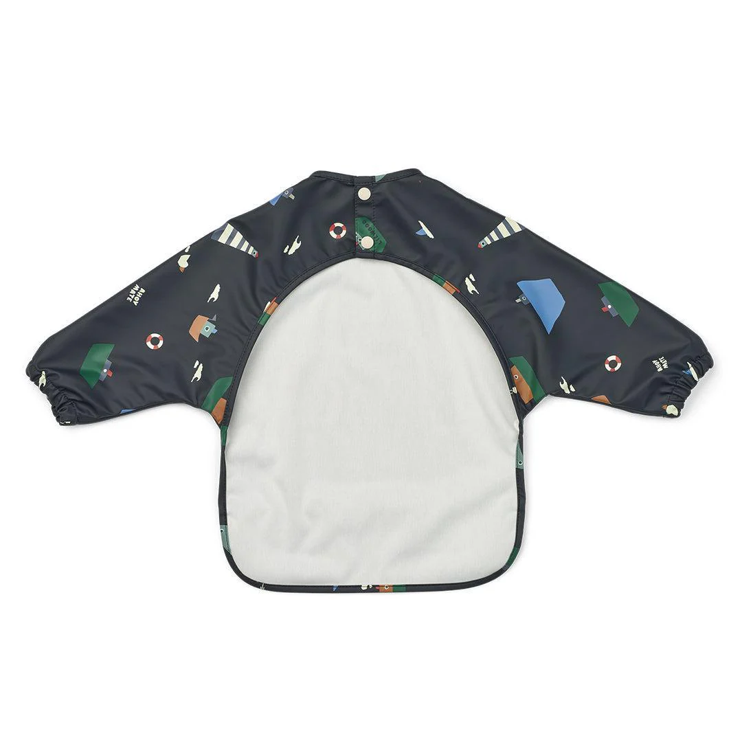 Liewood Merle Printed Cape Bib - Sailing / Classic Navy - Image 2