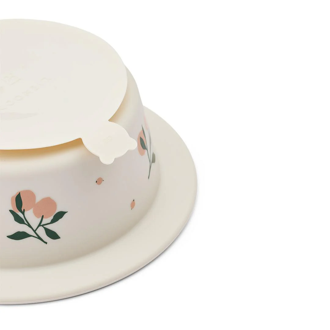 Liewood Peony Printed Suction Bowl 2-Pack - Peach / Sea Shell - Image 2