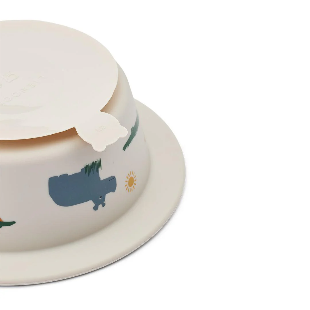 Liewood Peony Printed Suction Bowl 2-Pack - Safari Sandy Mix - Image 2