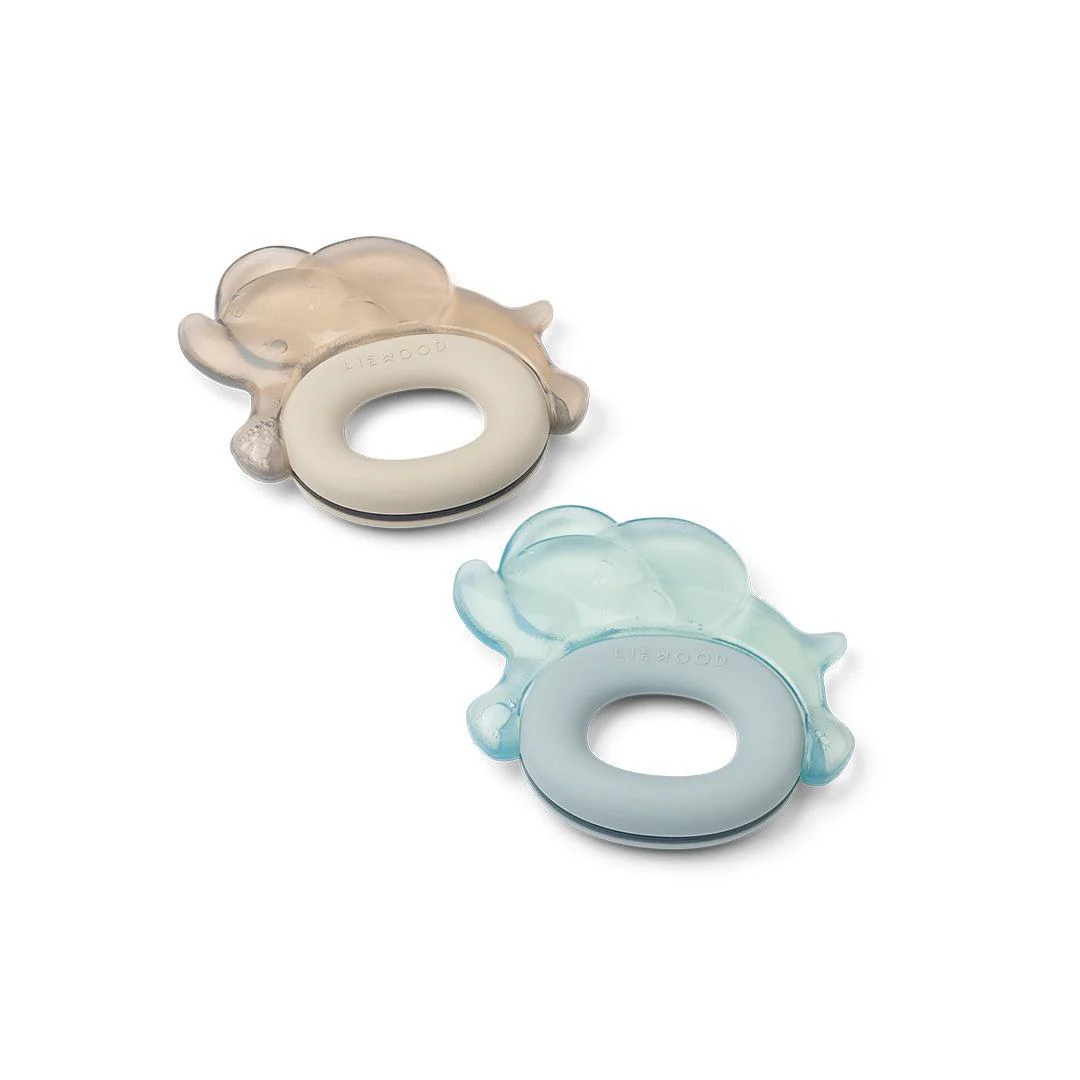 Liewood Rita Elephant Cooling Teether 2-Pack - Sandy / Dove Blue