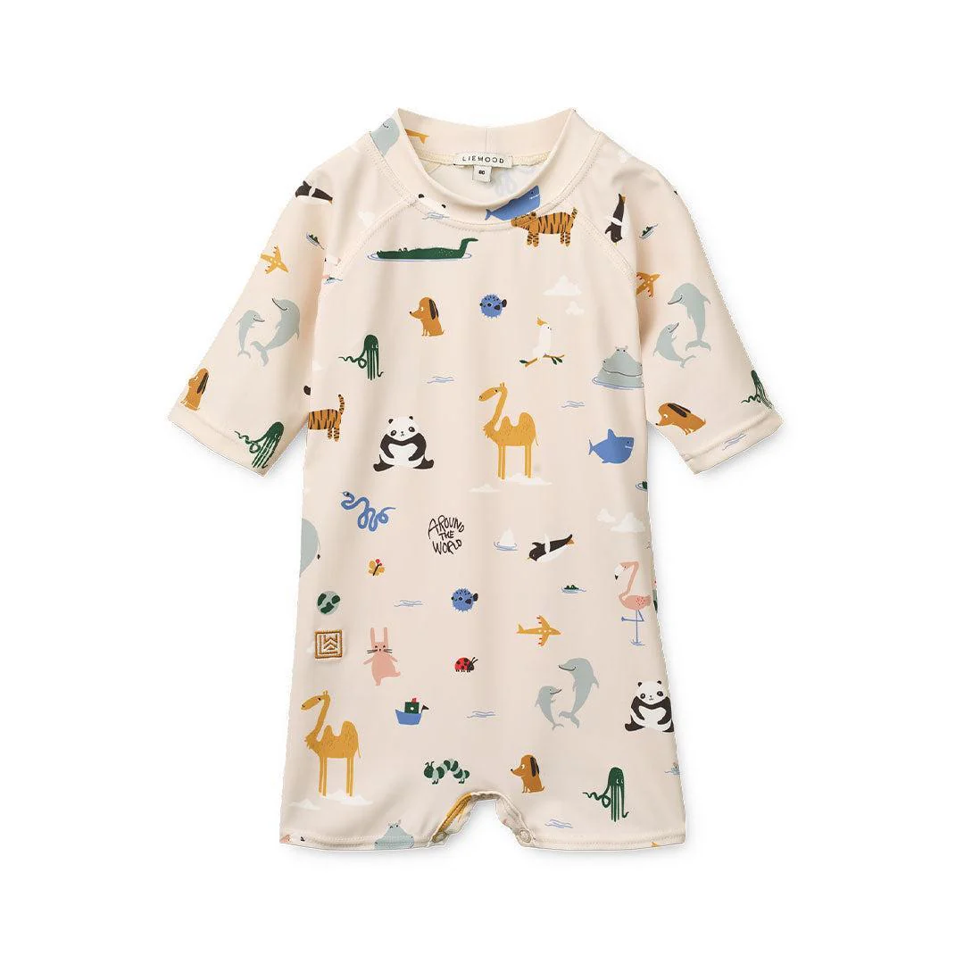 Liewood Thor Baby Swim Jumpsuit - Around The World / Sandy