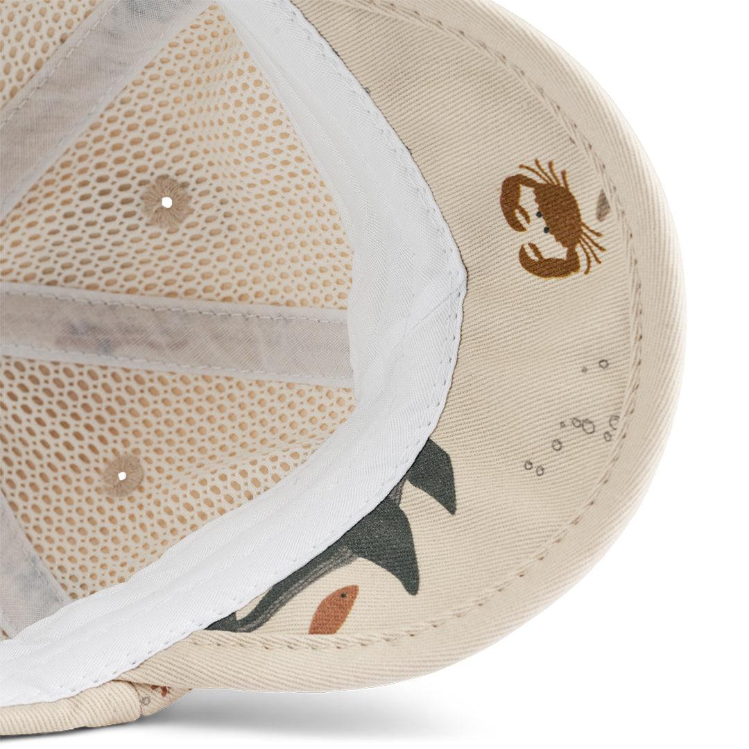 Liewood Tone Baby Printed Cap - Sea Creature - Sandy - Image 2
