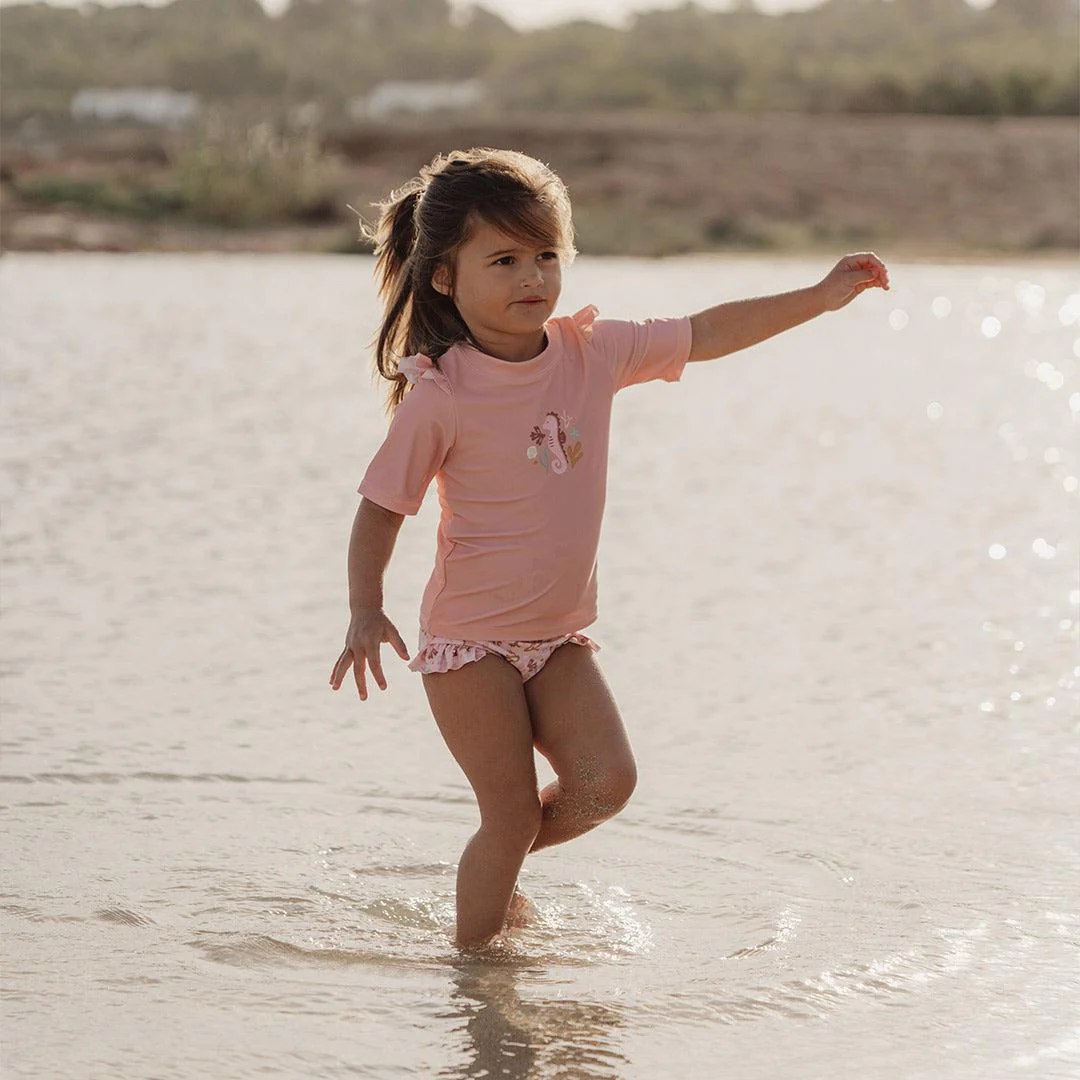 Little Dutch Short Sleeves Swim T-Shirt - Seahorse Pink - Image 6