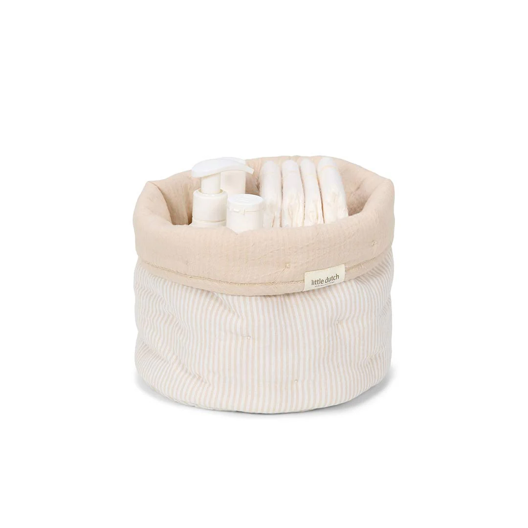 Little Dutch Storage Basket Small - Pure Soft Beige Stripe - Image 4