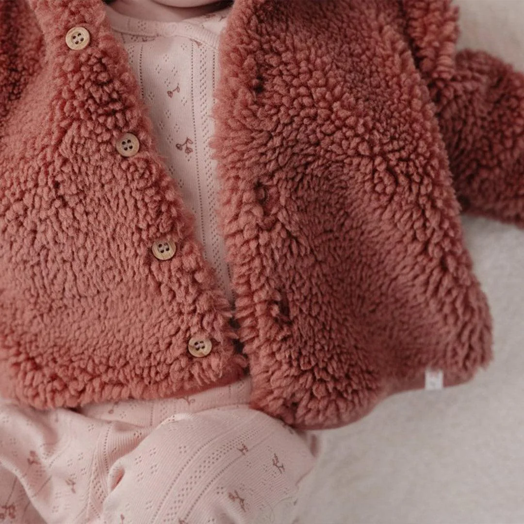 Little Dutch Teddy Cardigan - Pink Blush - Image 3