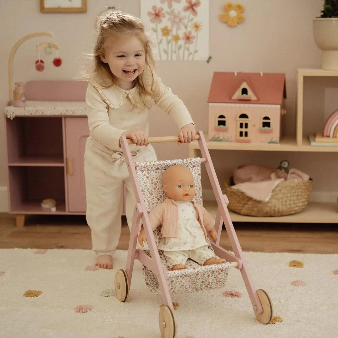 Little Dutch Wooden Doll Buggy - Pink - Image 4